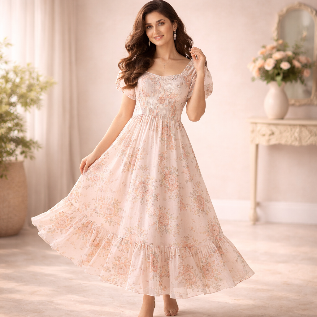 Elegant Floral Long Frock